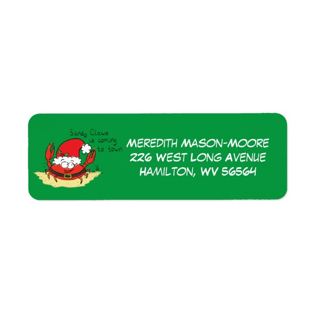 Cute Crab Christmas Funny Holiday Santa Cartoon (Front)