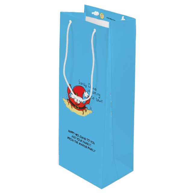 Cute Crab Christmas Funny Holiday Santa Cartoon Wine Gift Bag (Front Angled)