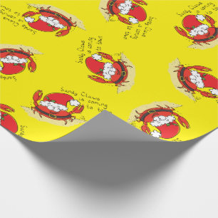 Cute Crab Christmas Funny Holiday Santa Cartoon Wrapping Paper