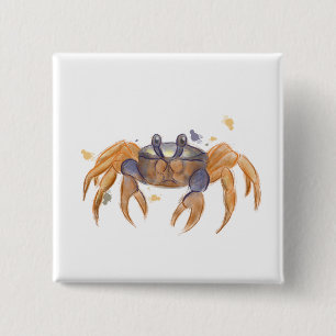 Cute crab drawing 2 inch square button