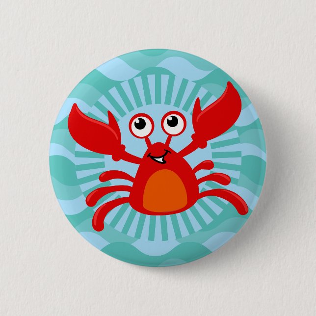 Cute Crab - Nautical Fish Ocean Sea 2 Inch Round Button (Front)