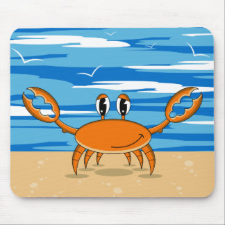 Cute Crab on Sandy Beach Mouse Pad