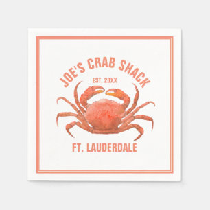 Cute Crab Orange Watercolors Illustration Napkin
