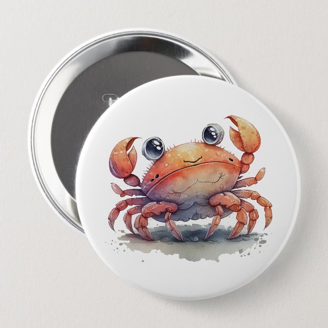 Cute Crab Round Button (Front & Back)