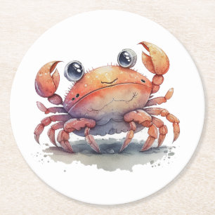Cute Crab Round Paper Coaster