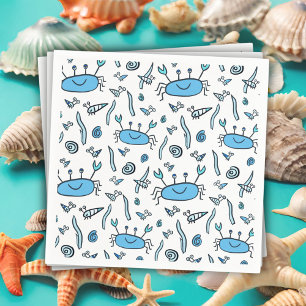 Cute Crab Sea Animals Drawing Pattern Boy Birthday Napkin