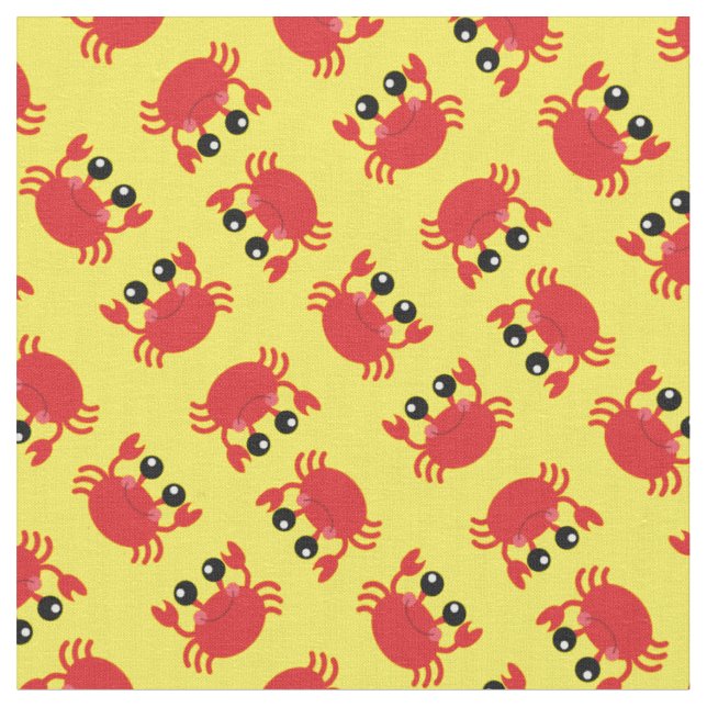 Cute Crabs Kids Beach Animals Fabric (Close Up)