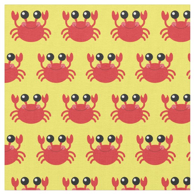 Cute Crabs Kids Beach Animals Fabric (Close Up)