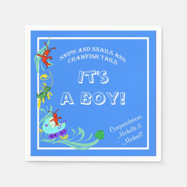 Cute Crawfish Cajun Baby Boy Napkin (Front)