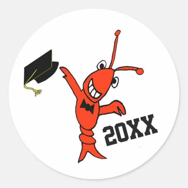Cute Crawfish Graduation Classic Round Sticker (Front)