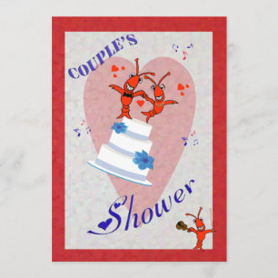 Cute Crawfish (Lobster) Couple's Shower Invitation