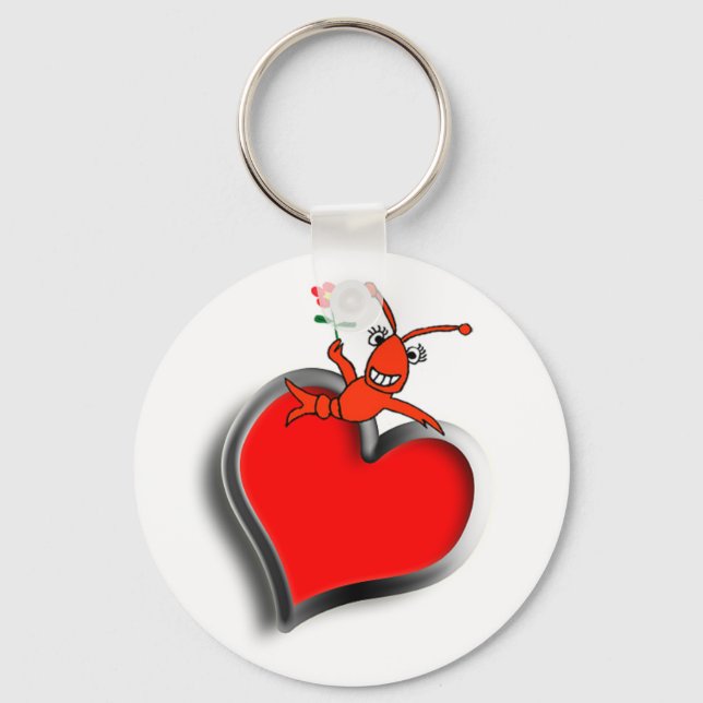Cute Crawfish (Lobster) Heart Love Keychain (Front)