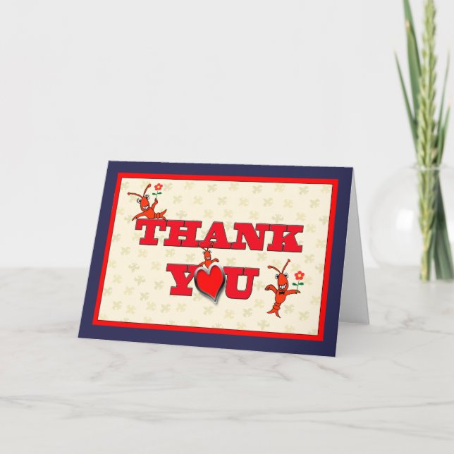 Cute Crawfish (Lobster) Thank You Card (Front)