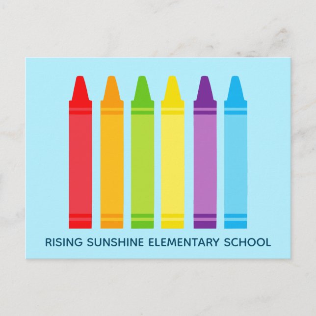 Cute Crayon Elementary School or Daycare Custom Postcard (Front)