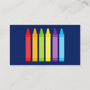 Cute Crayon Elementary Teacher Custom Contact Info Business Card