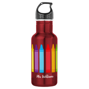 Cute Crayon Elementary Teacher Personalized 532 Ml Water Bottle