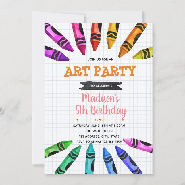 Cute crayon soirée invitation (Devant)