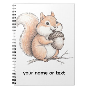 Cute Crayon Squirrel with Acorn Hand Drawn Coffee Notebook