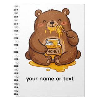 Cute Crayon Teddy Bear Eating Honey Coffee Mug Notebook