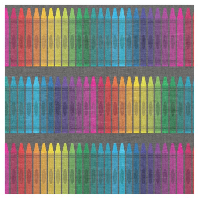 Cute Crayons School Supplies Teacher Fabric (Close Up)