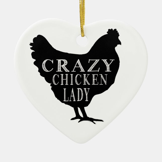 Cute Crazy Chicken Lady Ceramic Ornament (Front)