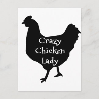 Cute Crazy Chicken Lady Chicken Silhouette Postcard