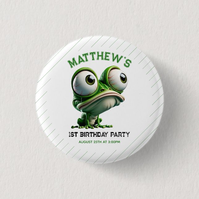 Cute Crazy Frog Farm Theme 1st Birthday 1 Inch Round Button (Front)