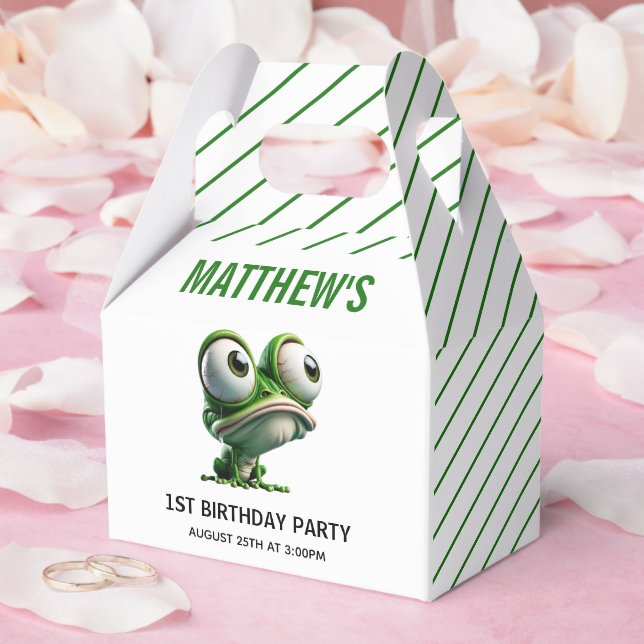 Cute Crazy Frog Farm Theme 1st Birthday Favor Box (Wedding)
