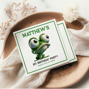 Cute Crazy Frog Farm Theme 1st Birthday Party Napkin