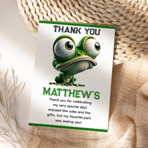 Cute Crazy Frog Farm Theme 1st Birthday Thank You Card