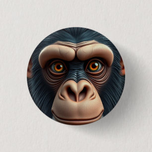 Cute Crazy Funny Chimpanzee  1 Inch Round Button