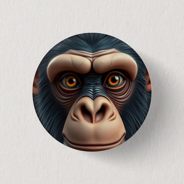 Cute Crazy Funny Chimpanzee  1 Inch Round Button (Front)
