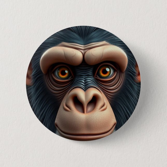 Cute Crazy Funny Chimpanzee  2 Inch Round Button (Front)
