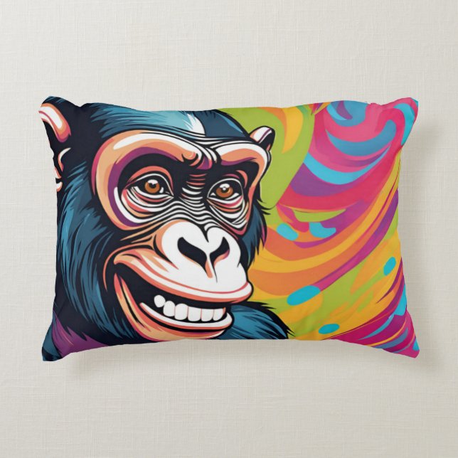 Cute Crazy Funny Chimpanzee  Accent Pillow (Front)