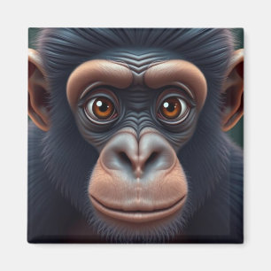 Cute Crazy Funny Chimpanzee Anime Portrait Magnet