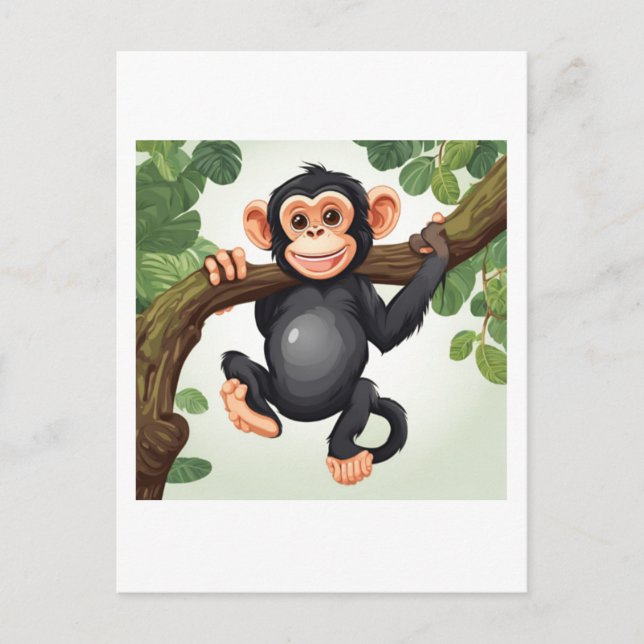 Cute Crazy Funny Chimpanzee Cartoon Postcard (Front)