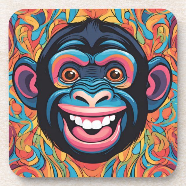 Cute Crazy Funny Chimpanzee Coaster (Front)