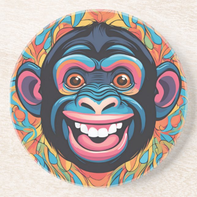 Cute Crazy Funny Chimpanzee Coaster (Front)