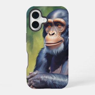 Cute Crazy Funny Chimpanzee iPhone 16 Case