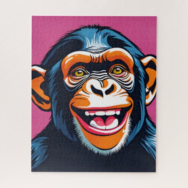 Cute Crazy Funny Chimpanzee  Jigsaw Puzzle (Vertical)