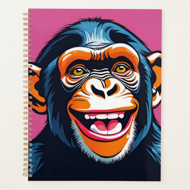 Cute Crazy Funny Chimpanzee  Planner (Front)