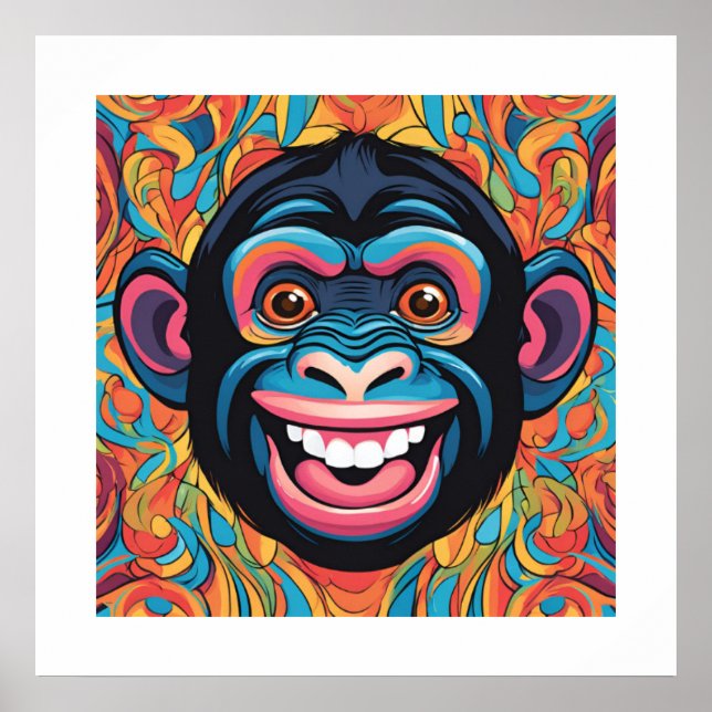 Cute Crazy Funny Chimpanzee  Poster (Front)