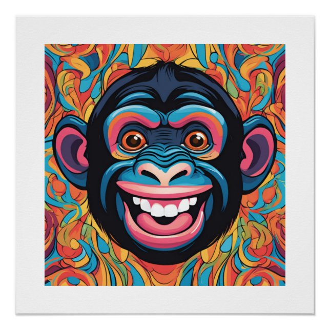 Cute Crazy Funny Chimpanzee  Poster (Front)
