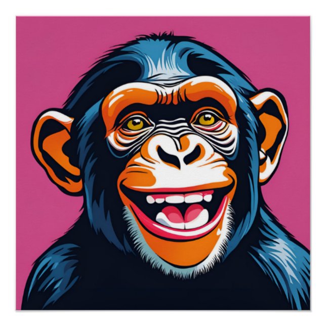 Cute Crazy Funny Chimpanzee  Poster (Front)
