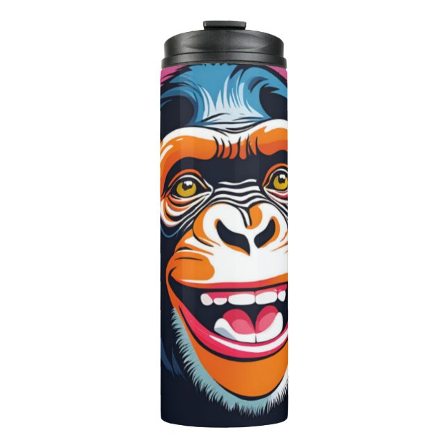 Cute Crazy Funny Chimpanzee  Thermal Tumbler (Front)