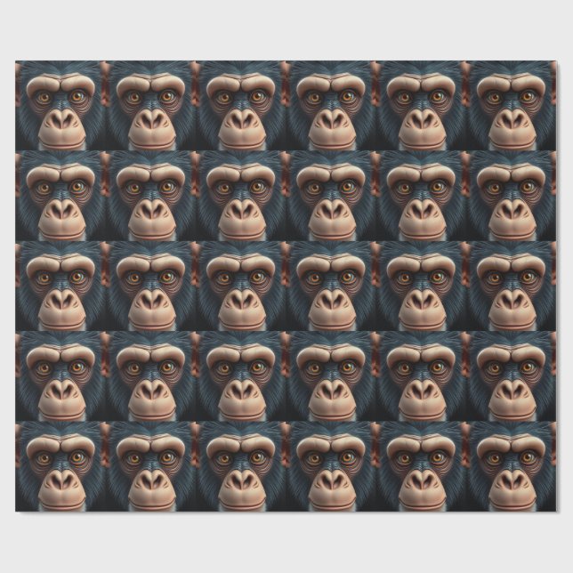Cute Crazy Funny Chimpanzee  Wrapping Paper (Flat)