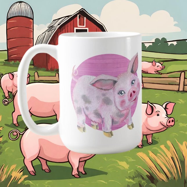 cute crazy pig lady add text coffee mug (Creator Uploaded)