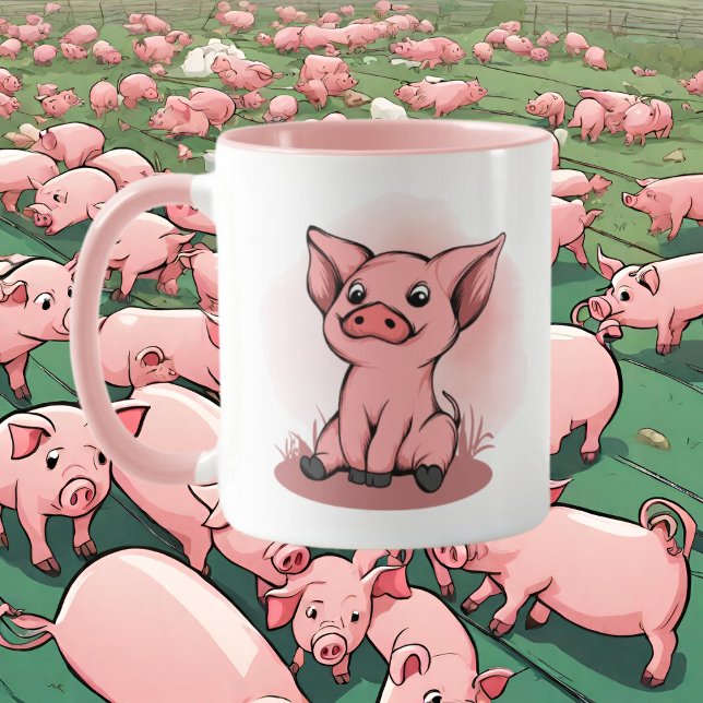 cute crazy pig lady add text mug (Creator Uploaded)