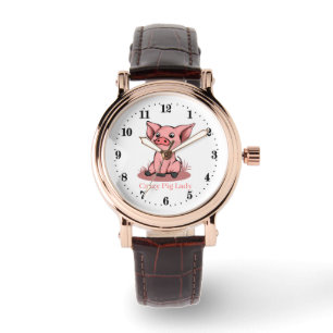 cute crazy pig lady add text watch