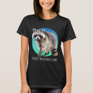 Cute crazy raccoon lady add text T-Shirt